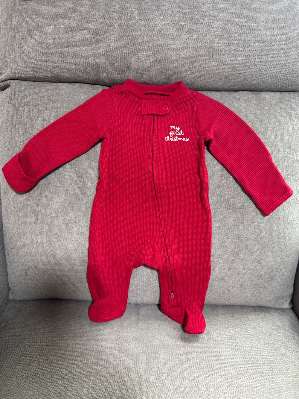 Carter's Red 'My First Christmas' Footed One-Piece